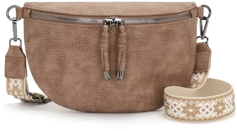 YISUOHOOM Riñonera Mujer Elegante Bolso Bandolera Cruzado Pequeño de PU Cuero Caqui - Regalos Para Mujer