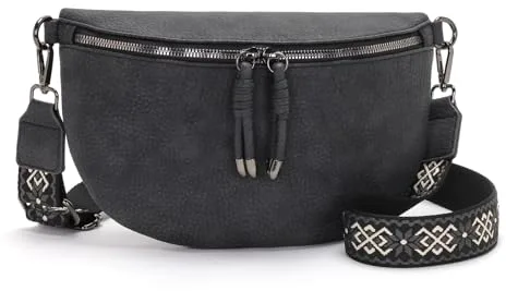 YISUOHOOM Riñonera Mujer Elegante Bolso Bandolera Cruzado Pequeño de PU Cuero Gris - Regalos para Mujer