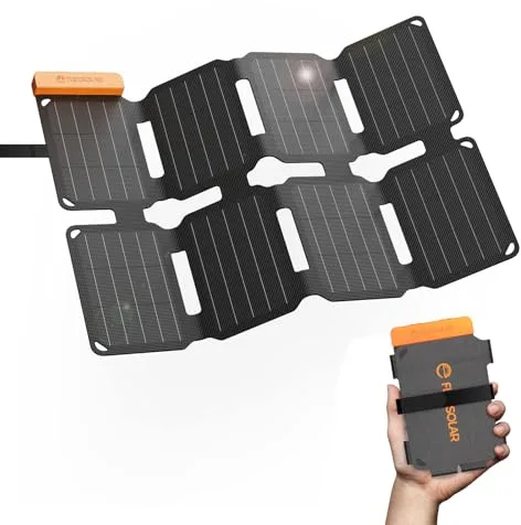 Panel Solar Plegable Flexsolar 25W de Bolsillo, Cargador Solar Portátil con Película E y USB-A y USB-C para Power Stations, Teléfonos Inteligentes, Tabletas, Power Banks, Camping y Emergencias