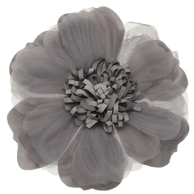 PATIKIL Broche De Tela De Flores De 4 Pulgadas, Broche Grande De Tela Para Mujer Para Vestido Falda Bufanda Sombrero Decoración De Ropa Accesorios Boda Banquete, Gris