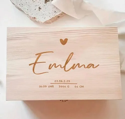 TEMOLAH GIFTS T Caja de Madera Personalizada con texto y logo o dibujo con Cierre – Caja Fuerte de Recuerdos, Regalo Personalizado Hecho a Mano, Grabado Láser, Joyero, de varios tamaños
