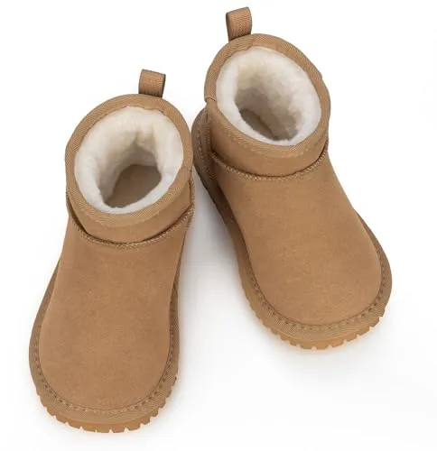 Mishansha Niños Botas de Nieve para Niñas Cálido Cómodas Botines de Invierno Antideslizantes Caqui Gr.32