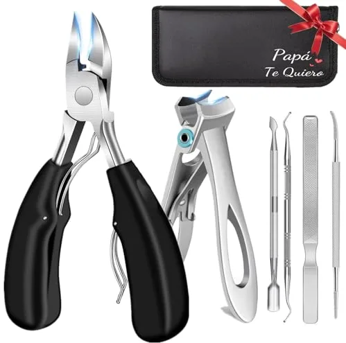 Regalo para Papá - Kit Profesional de Cortaúñas para Uñas Gruesas y Encarnadas, Set de Pedicura de Acero Inoxidable con Estuche, Tijeras Podológicas Ultra Afiladas, Ideal para Navidad
