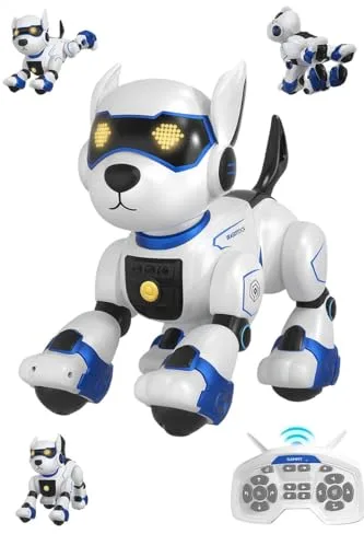 Onalix Perro Robot Interactivo Programable, Juguete Robot Recargable con Control Remoto, Comandos de Voz, Gestos y Detección Táctil, Mascota Electrónica Educativa para Niños y Niñas
