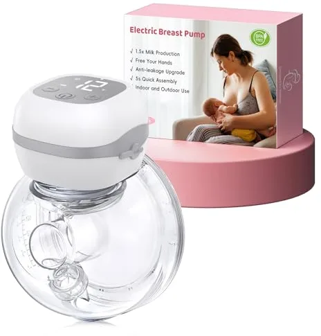 Haokoo Sacaleches Electricos Manos Libres - Ligero Extractor de Leche Materna Portatil, Pantalla LCD, Sin BPA, Recargable, 3 Modos y 12 Niveles, 21mm/24mm Brida, para Viajes, Oficina, 1 Pieza