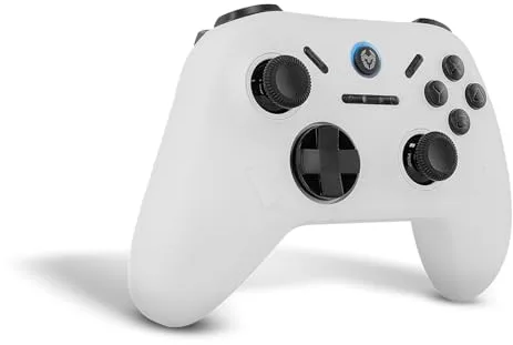 KROM KADOER— Mando Inalámbrico Bluetooth 5.0, 15 Botones, 4 niveles de Vibración dual, 187 gramos, Indicador LED nivel batería, Compatible con PC/Switch/Switch 2/iOS/Android, Blanco