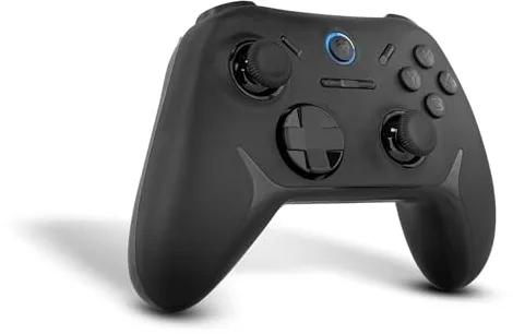 KROM KADOER— Mando Inalámbrico Bluetooth 5.0, 15 Botones, 4 niveles de Vibración dual, 187 gramos, Indicador LED nivel batería, Compatible con PC/Switch/Switch 2/iOS/Android, Negro