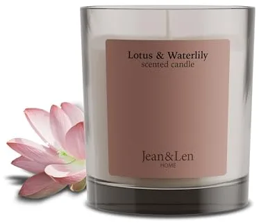 Jean & Len Vela Lotus & Waterlily, para una atmósfera perfumada, fragancia delicada y sensual, vegana, 195 g