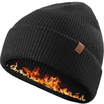 TRENDOUX Gorro Lana Merino Hombre, Prenda Punto Suave Transpirable Cálida Elástica Adecuada Sci Aire Libre Campeggio Escalada Correr - Negro