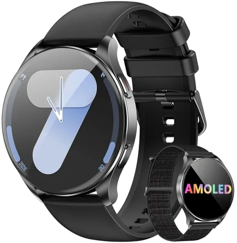 Blackview Smartwatch, Llamadas Bluetooth, Pantalla AMOLED de 1.43 Pulgadas, SpO2/Pulsómetro/Monitor de Sueño, Reloj Inteligente Hombre Mujer con 100+ Modos Deportivos, Whatsapp Mensaje, Android & iOS