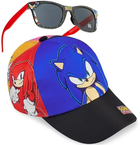 Sonic The Hedgehog Set Gorra y Gafas de Sol Niño 4-10 Años, Gorra Infantil Verano con UV400, Accesorios de Viaje, Regalo para Niños (Multi Sonic)