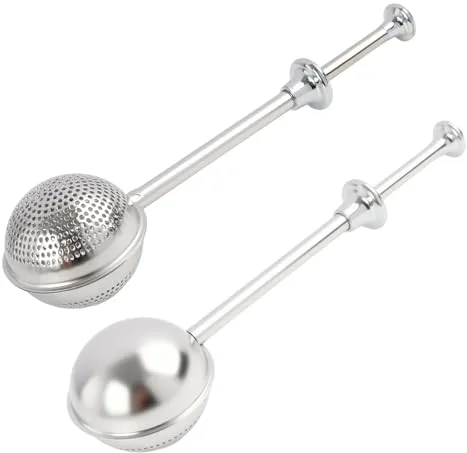 2 Piezas Infusor De Té Bola En 304 Acero Inoxidable Con Mango Largo Para Té De Hojas Hueltas Y Especias Harina FáCil De Limpiar Y Almacenar
