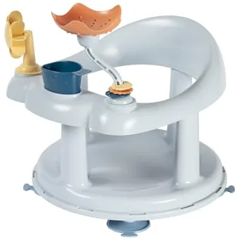 Bebeconfort Asiento de Baño Bebé Giratorio Divertido, 6-12 Meses, Máx. 10 kg, Silla Bañera Bebé, Silla con Giro de 360 Grados, Bandeja de Actividades, Antideslizante, Ventosas, Ergonómico, Azul