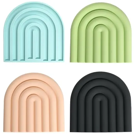 4 Piezas Forma De La Nube Salvamanteles De Silicona, Antideslizante Y Resistente Al Calor Salvamanteles Ollas Calientes, Adecuado para Sartenes, Tazas, Platos, Etc(Gris, Azul, Rosa, Verde)