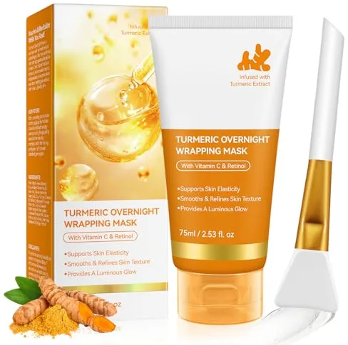 Mascarillas Nocturna De Colágeno De Cúrcuma, Mascarillas de colágeno de noche de aplicación y desprendimiento, para una piel radiante - 75 ml