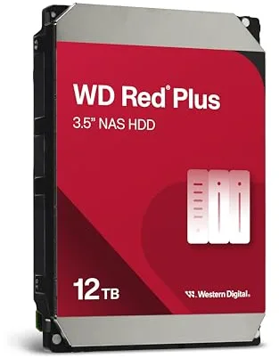 WD Red Plus 12TB NAS Disco Duro Interno 3,5" - 7200 RPM, SATA 6Gb/s, CMR, 512MB Caché