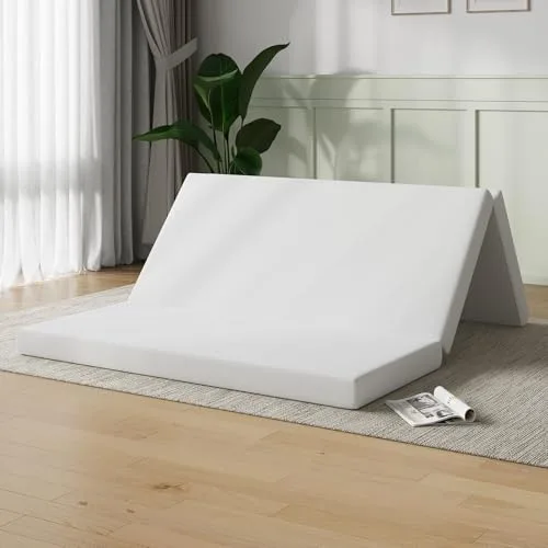 Novilla Colchón Plegable 10 cm, Cama Supletoria de 3 Piezas con Espuma Alta Densidad, Funda Lavable y Transpirable, Ideal para Invitados, Camping y Viajes, Incluye Bolsa de Almacenaje (140x200 cm)