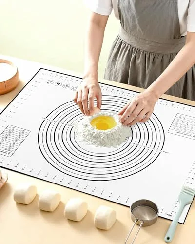 Huglux Tapete Silicona Horno 70x50 cm, Tapete Horno Sin BPA Grande, Baking Mat Antideslizante con Medidas, Protector de Encimera Resistente al Calor para Amasar Masa, Pizza, Macarons, Galletas