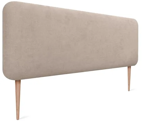 DHOME Cabecero Tapizado Liso Redondeado Tela Aqualine con Patas para Pared Acústicos Cabeceros Absorbentes Cabezal Cama Dormitorio (Beige, 150cm)