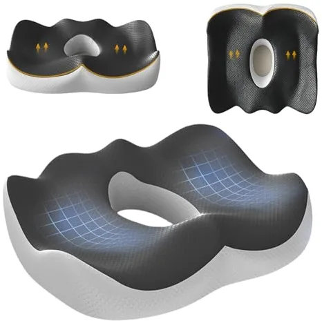 LAIVIYA Cojín para Coxis, Cojin Ergonomico Silla Oficina, Cojin Coxis Ortopedico, Cojin Silla Oficina con Orificio Central, Cojin para Silla Ordenador para Escritorio Silla Ruedas Asiento Coche