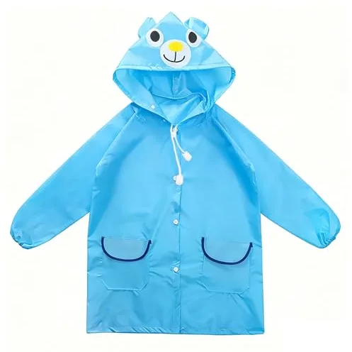 Horktrust Chubasquero Niño | Chubasquero Niña | Infantil (3-7 años) | Impermeable infantil con capucha | Azul | Unisex 80-130 cm | Para colegio y actividades al aire libre