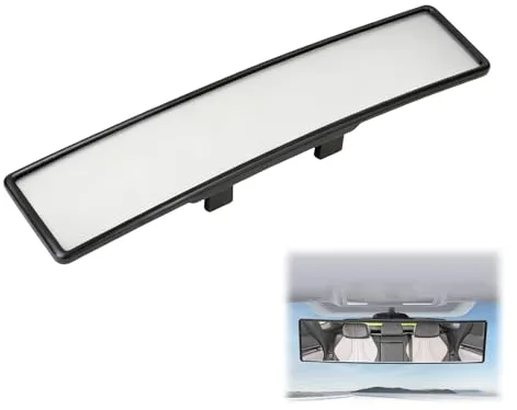 Espejo Retrovisor Panorámico Convexo Universal para el Interior del Coche Gran Angular, Clip Ajustable para Coches, SUV, Furgonetas y Camiones, Visibilidad Óptima y Fácil Instalación espejo retrovisor