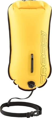 Cressi Glide Pro Swim Buoy 28L Yellow - Boya Amarilla de Señalización, Inflable, Alta Visibilidad y Práctica, para Nadadores, Buceadores y Triatletas Durante Actividades en el Mar o en Aguas Abiertas