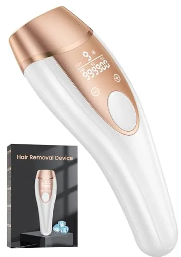 21J Depiladora Laser Indolora con Función De Refrigeración, Depiladora Luz Pulsada 9 Niveles de Energía, Maquina Laser Depilacion Casa para Rostro, Bikini y Cuerpo, Blanco