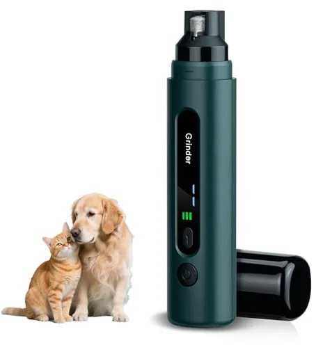 Tolesum Lima de Uñas Eléctrica para Perros, Cortauñas Recargable con LED, 5 Velocidades, Tapa Antipolvo, Lijado Silencioso para Perros Pequeños, Medianos y Grandes – Verde Oscuro