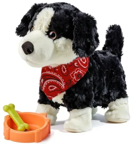eJog Pup Perro Juguete Que Anda y Ladra para Niños, Habla, Mueve la Cola, Perro Interactivo Electrónico, Cachorro Peluches de Animales con Control Vocal, Regalo para Niños 3+ Años