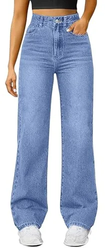 Vaqueros Baggy para Mujer De Tiro Alto, Pantalón Holgado Y CóModo, Pantalón Rectos De Pierna Ancha, Vaqueros Boyfriend EláSticos con Bolsillos para Uso Diariom Jeans