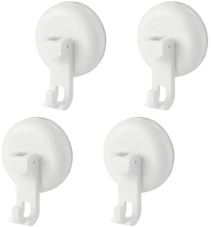 CRITIVE-SHOP 4 ganchos con ventosa para baño, ganchos multiusos con ventosa, ganchos de ducha de plástico con ventosa, ganchos resistentes para colgar en la pared, llaves para pared y puertas (blanco)