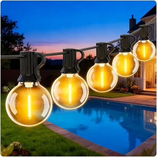 EVXFG Guirnalda Luces Exterior Jardin 9M - 30Ft Luces LED Terraza Exterior G40 Bombillas Exteriores Guirnaldas Impermeable Iluminacion Lampadas Enchufe Outdoor Light para Patio Jardín Partido