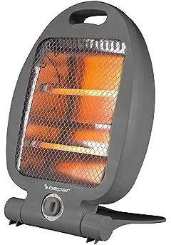 BEPER P203PAN005 Calefactor eléctrico de cuarzo de 800 W, portátil, de bajo consumo, 2 niveles de potencia, compacto, apagado automático de seguridad