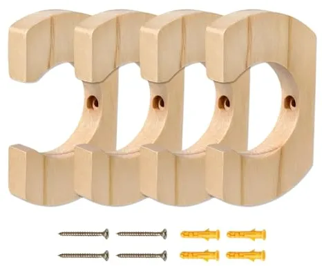 Soporte de pared para palas – 4 ganchos de madera para almacenamiento en pared | compacta para kayak, canoa y dragón | Decoración para , cobertizo de barcos, salón, interior y exterior