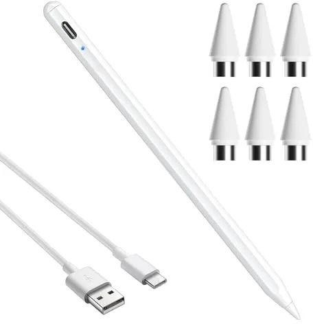 Lápiz Estilográfico para Tableta,Bolígrafo para Tableta con 6 Puntas de Reemplazo,Stylus Pen Universal Compatible con Sam-Sung/Phone,Rechazo de Palma-Stylus Pencil,Sensibilidad a la Inclinación
