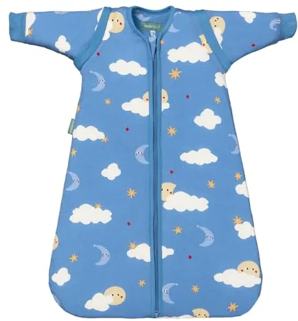 molis&co - Saco de dormir para bebé 1.0 TOG con Mangas Desmontables - Ideal para primavera y otoño - 100% algodón (OEKO-TEX 100) (Good Night, 0-6 meses)
