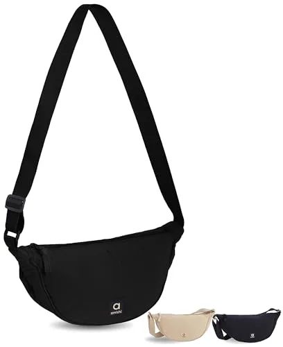 AMICHI - Bolso Bandolera Mujer de Nylon Impermeable | Bolso Pequeño Media Luna de Hombro o Cruzado para uso Diario, Trabajo, Deporte o Viaje