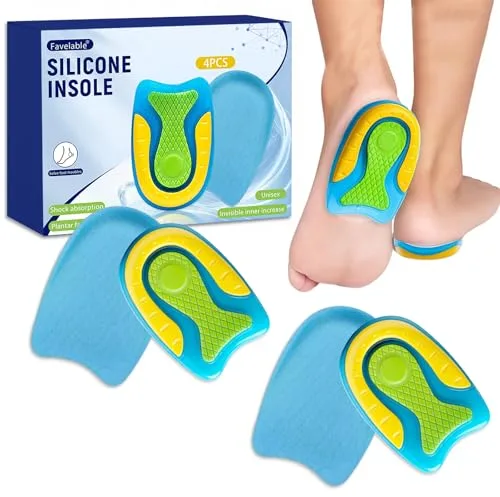 2 Pares Almohadillas de Silicona para Talón,Almohadillas Taloneras de Silicona Transpirables,Acolchadas Taloneras de Suave,para Confort al Caminar,para Hombre y Mujer,S