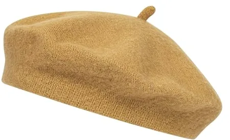 Alaoo Sombrero de Boina Francesa,Sombrero Lana Clásico de Boina Mujer,Elegantes Gorros Vintage Boina,Sombrero Otoño Redondo Vintage,para accesorio, disfraz,Carnaval, Fiesta de Disfraces,Camello