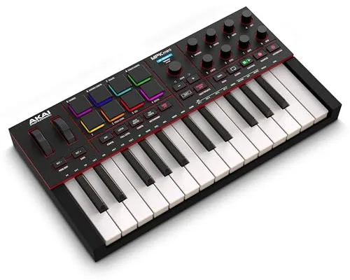 Akai Professional MPK Mini IV Teclado Controlador MIDI USB-C para Principiantes y Productores con Pads MPC, Ruedas de Pitch y Mod, Software de Producción, Native Instruments Sound Package, Negro