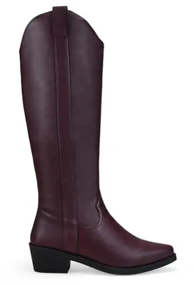 BOSANOVA Botas Camperas de caña Alta para Mujer con Doble Tirador y Suela con Acabado en Punta y tacón Ancho de 5 cm. Cierre con Cremallera. Calzado para Mujer Burdeos 40