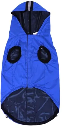 Chubasquero para Perro con Bandas Reflectantes Abrigo Ligero Transpirable con Cierre Ajustable Orificio para Correa Ropa para Perro de Lluvia para Paseos al Aire Libre (Azul, 10L-70x90x58cm)