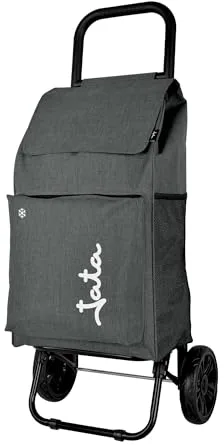JATA HCAR2504 - Carro de la Compra 2 Ruedas. De 40L con Bolsa Refrigerante para Congelados. Carga hasta 30 kg. Bolsillos Laterales y Trasero. Chasis de Acero. Ligero