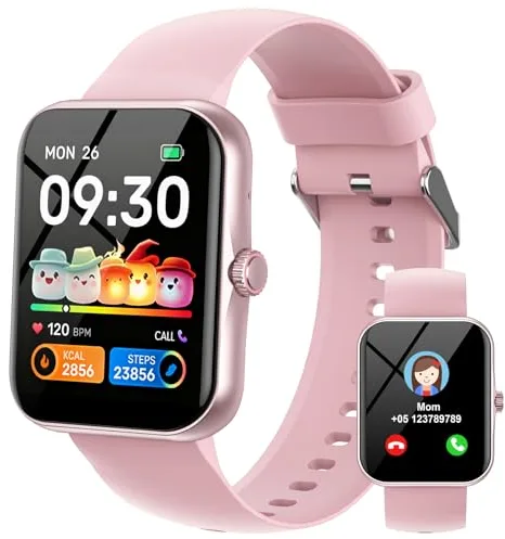 Reloj Inteligente Niño Pulsera Actividad, 1.83" HD Smartwatch para Niños Niña con 120 Modos Deportivo, IP68 Impermeable Podómetro Pulsómetro Monitor de Sueño, Smart Watch para 5 a 16 Años Regalo, Rosa