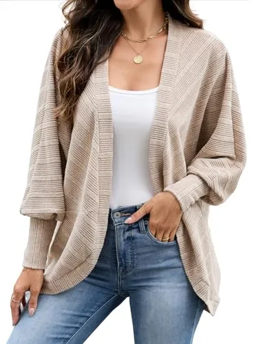 Wantonfy Cárdigan de Mujer Clásico 3/4 Manga Abrigo Elegante para Mujer