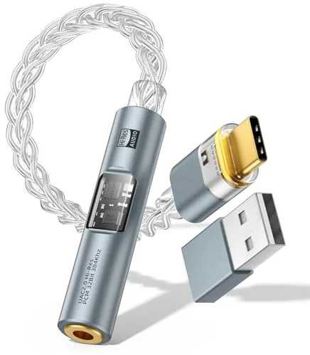 MoKo Adaptador Audio USB C a 3.5mm - Chip Dual CX31993 MAX97220 DAC y Amplificador HiFi, Adaptador Tipo C a Auxiliar de 3,5 mm para Auriculares para Android, iPhone, iPad, Mac, Switch, PS5, Gris