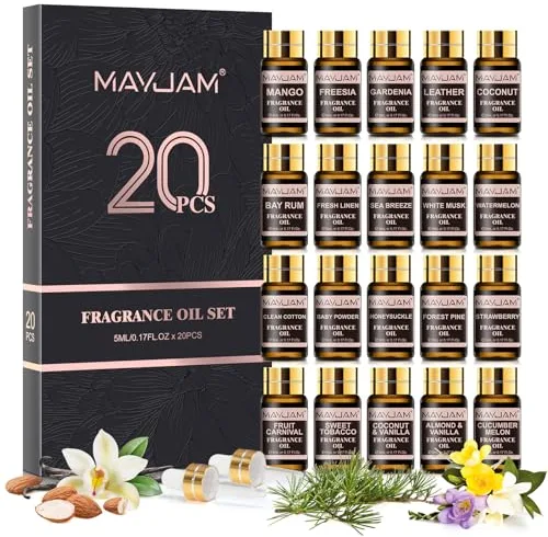MAYJAM Juego De Aceite De Fragancia 20pcs, Set De Regalo De Aceites Esenciales Para Difusor, Aromaterapia, Humidificador