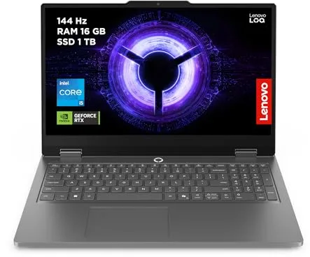 Lenovo LOQ Essential Gen 11 - Ordenador Portátil Gaming IA 15.6'' FHD (Intel Core i5-13450HX, NVIDIA GeForce RTX 5050, 16GB RAM, 1TB SSD, 144 Hz, Wi-Fi 6, Sin Sistema Operativo) QWERTY Español - Gris