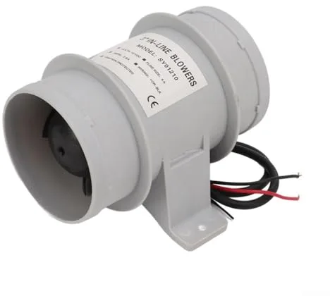 Soplador en línea de 3 pulgadas de 12 V con motor resistente y funcionamiento silencioso para circulación de aire marino encendido para yates y barcos
